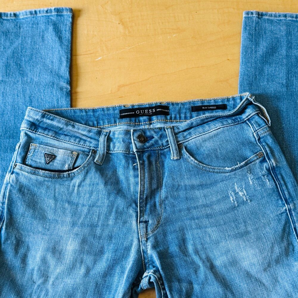GUESS Los Angeles Men's Slim Tapered Jeans Size 31 Light Wash Stretch Denim